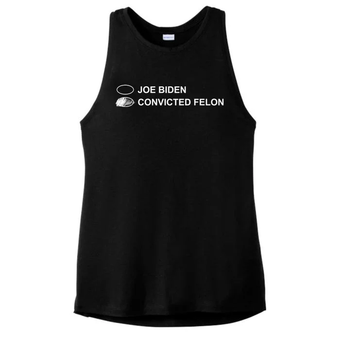 Joe Biden Vs Convicted Felon Funny Ballot Paper Voting Humor Ladies Tri-Blend Wicking Tank