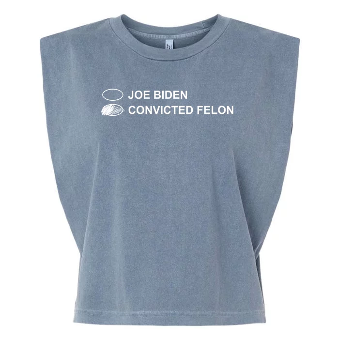 Joe Biden Vs Convicted Felon Funny Ballot Paper Voting Humor Garment-Dyed Women's Muscle Tee