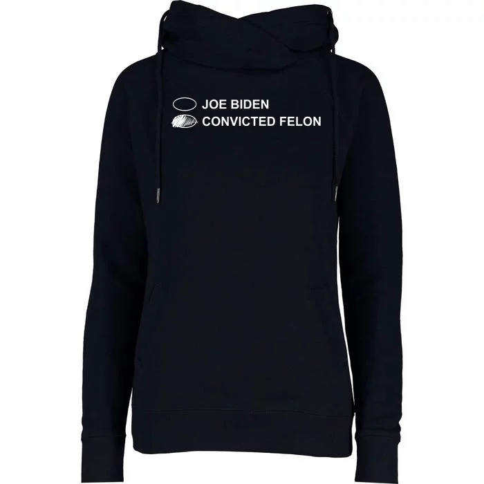 Joe Biden Vs Convicted Felon Funny Ballot Paper Voting Humor Womens Funnel Neck Pullover Hood