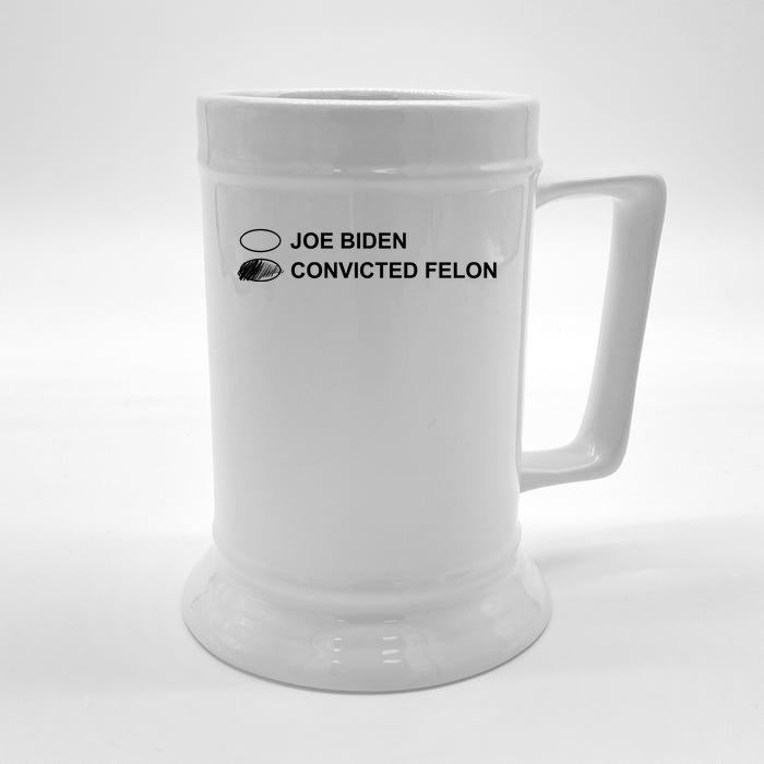 Joe Biden Vs Convicted Felon Funny Ballot Paper Voting Humor Front & Back Beer Stein