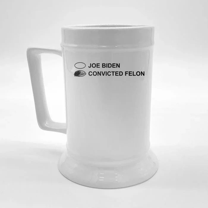 Joe Biden Vs Convicted Felon Funny Ballot Paper Voting Humor Front & Back Beer Stein