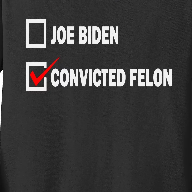 Joe Biden Vs Convicted Felon Funny Ballot Paper Voting Humor Kids Long Sleeve Shirt