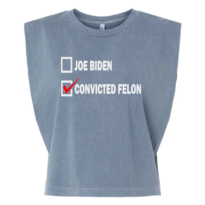 Joe Biden Vs Convicted Felon Funny Ballot Paper Voting Humor Garment-Dyed Women's Muscle Tee