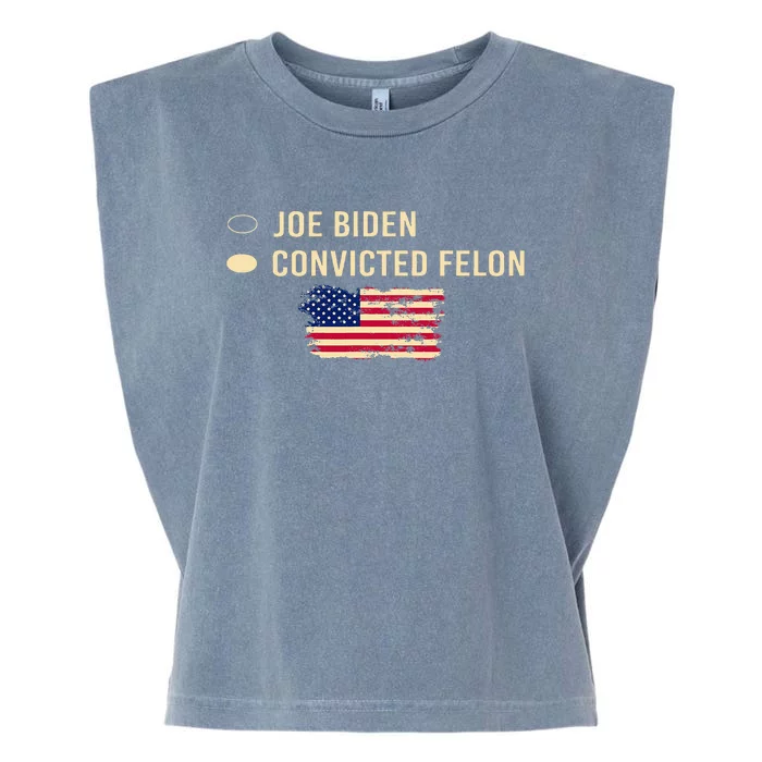 Joe Biden Vs Convicted Felon Funny Ballot Paper Voting Garment-Dyed Women's Muscle Tee