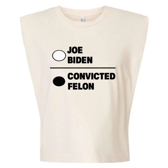 Joe Biden Vs Convicted Felon Funny Paper Ballot Voting Humor Garment-Dyed Women's Muscle Tee