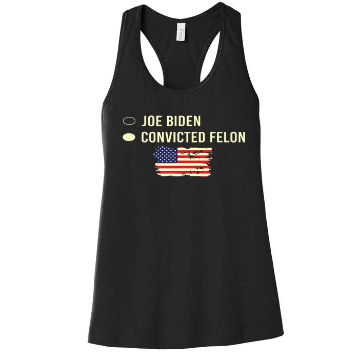 Joe Biden Vs Convicted Felon Funny Ballot Paper Voting Humor Women's Racerback Tank