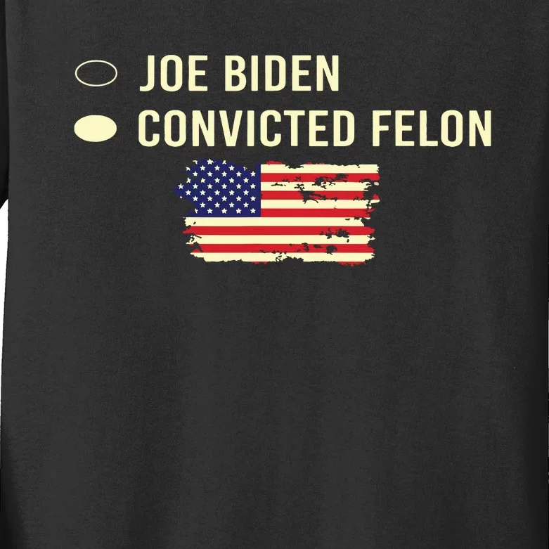 Joe Biden Vs Convicted Felon Funny Ballot Paper Voting Humor Kids Long Sleeve Shirt