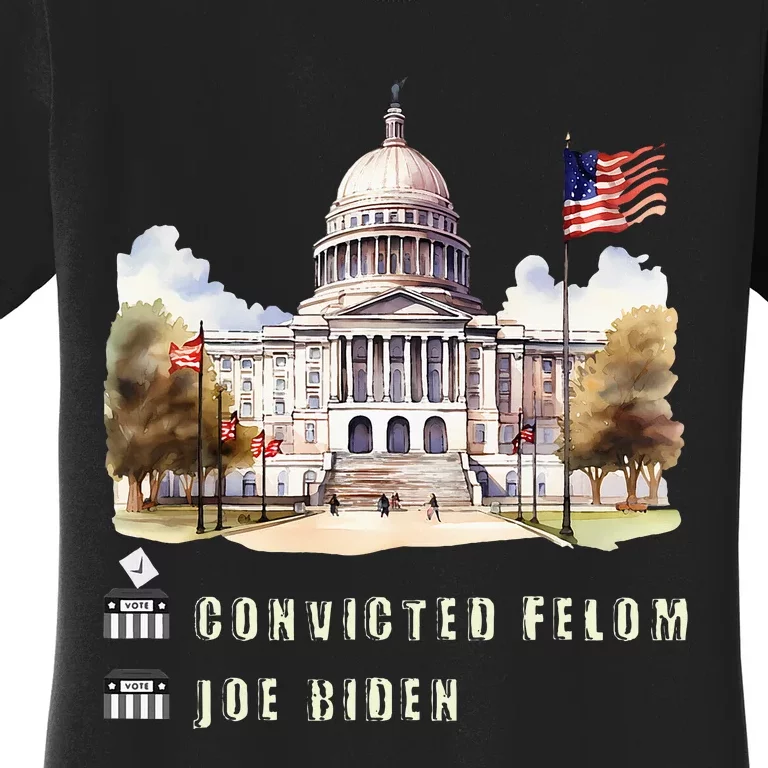 Joe Biden Vs Convicted Felon Funny Ballot Paper Voting Humor Women's T-Shirt