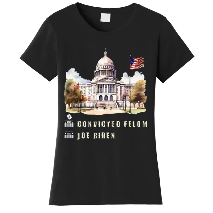 Joe Biden Vs Convicted Felon Funny Ballot Paper Voting Humor Women's T-Shirt