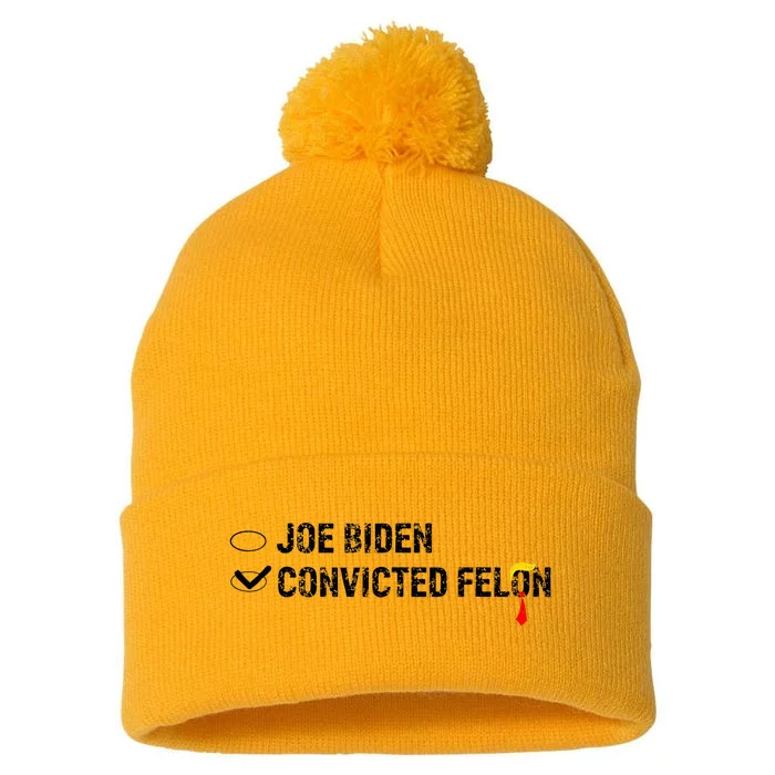 Joe Biden Vs Convicted Felon Funny Ballot Paper Voting Humor Pom Pom 12in Knit Beanie