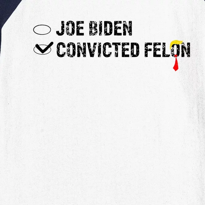 Joe Biden Vs Convicted Felon Funny Ballot Paper Voting Humor Baseball Sleeve Shirt