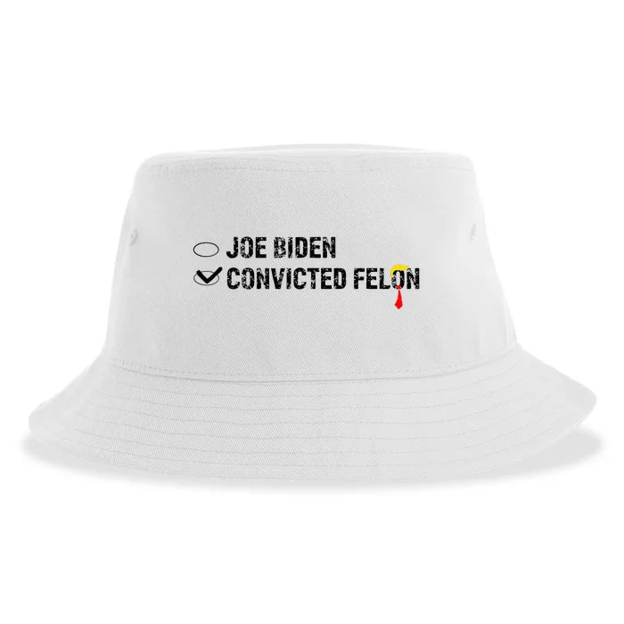 Joe Biden Vs Convicted Felon Funny Ballot Paper Voting Humor Sustainable Bucket Hat