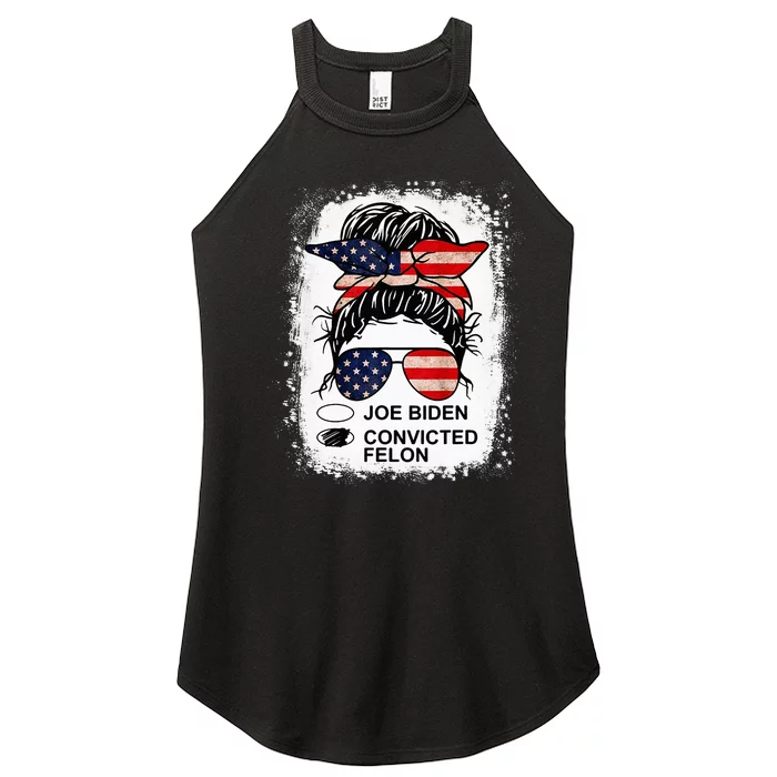 Joe Biden Vs Convicted Felon Funny Ballot Paper Voting Humor Women’s Perfect Tri Rocker Tank