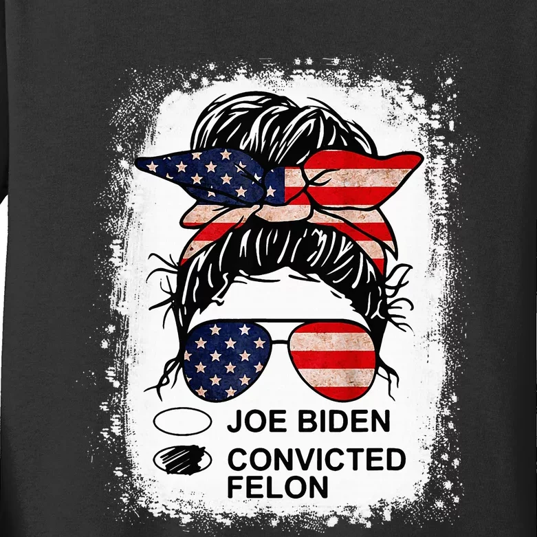 Joe Biden Vs Convicted Felon Funny Ballot Paper Voting Humor Kids Long Sleeve Shirt