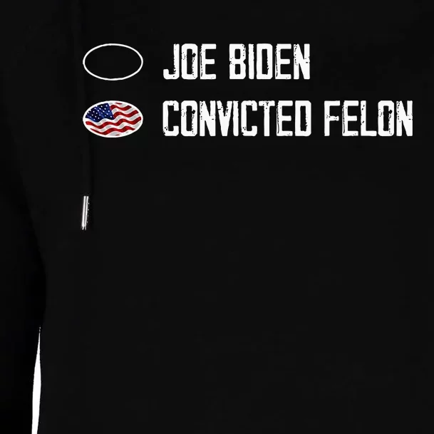 Joe Biden Vs Convicted Felon Funny Ballot Paper Voting Humor Womens Funnel Neck Pullover Hood