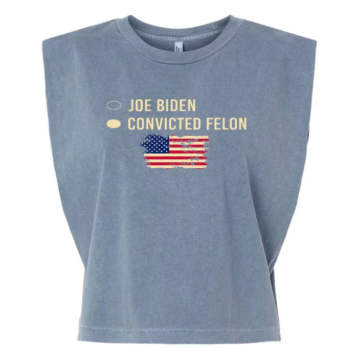 Joe Biden Vs Convicted Felon Funny Ballot Paper Voting Humor Garment-Dyed Women's Muscle Tee