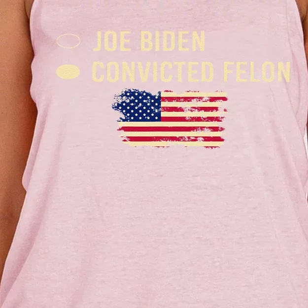 Joe Biden Vs Convicted Felon Funny Ballot Paper Voting Humor Women's Knotted Racerback Tank