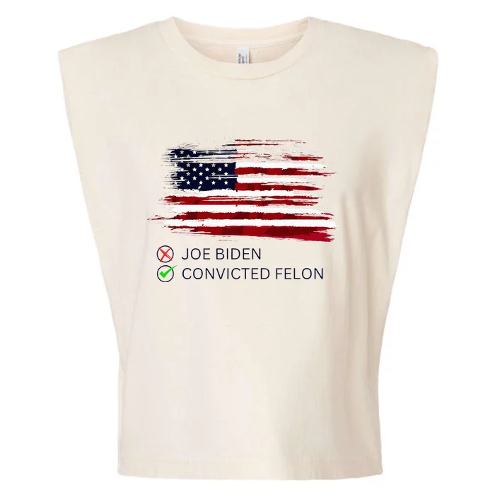 Joe Biden Vs Convicted Felon Funny Ballot Paper Voting Humor Garment-Dyed Women's Muscle Tee