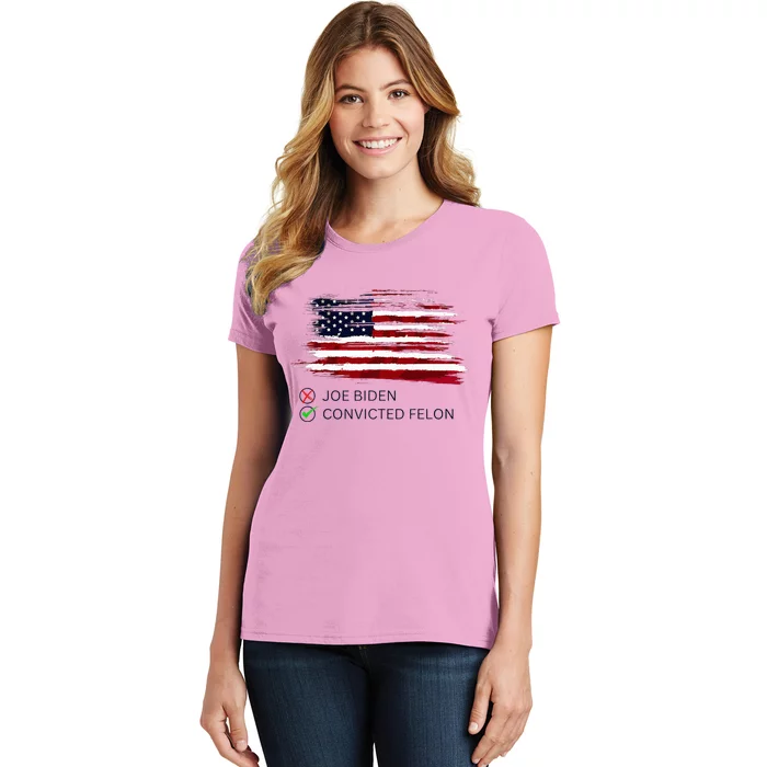 Joe Biden Vs Convicted Felon Funny Ballot Paper Voting Humor Women's T-Shirt