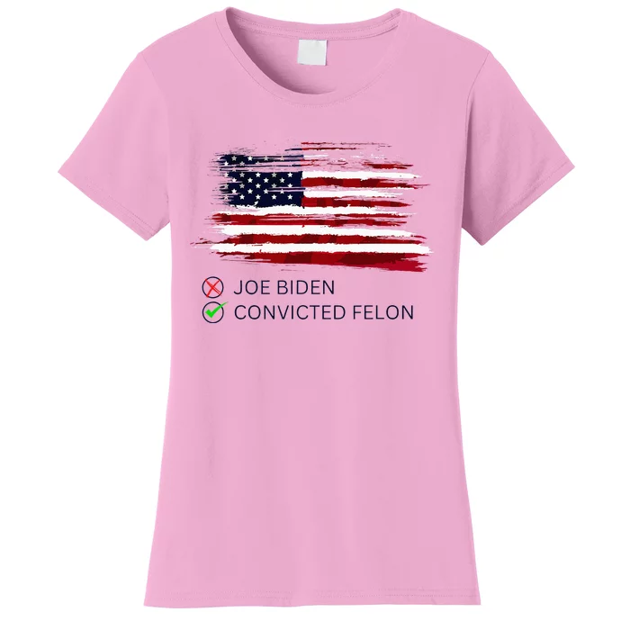 Joe Biden Vs Convicted Felon Funny Ballot Paper Voting Humor Women's T-Shirt