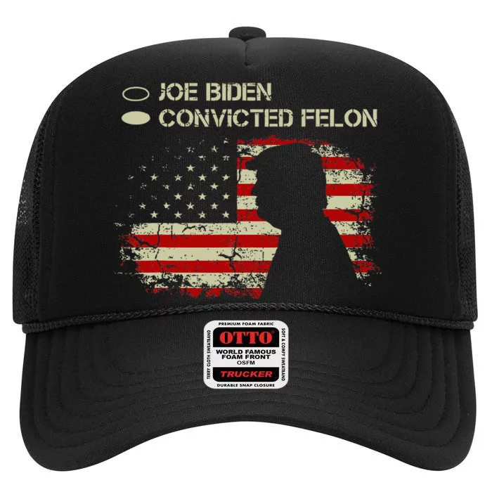 Joe Biden Vs Convicted Felon Funny Ballot Paper Voting Humor High Crown Mesh Trucker Hat