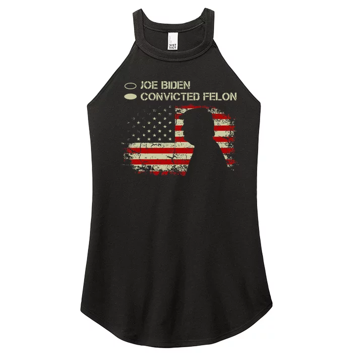 Joe Biden Vs Convicted Felon Funny Ballot Paper Voting Humor Women’s Perfect Tri Rocker Tank