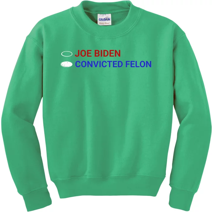 Joe Biden Vs Convicted Felon Ballot Paper Voting For Trump Kids Sweatshirt