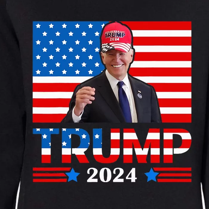 Joe Biden Wearing A Trump Hat Meme 2024 Election Vote Trump Womens California Wash Sweatshirt