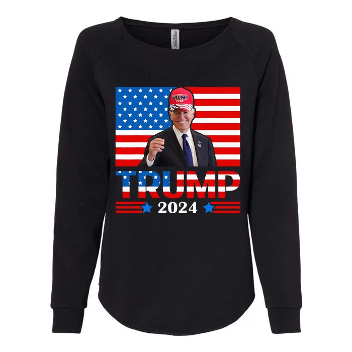 Joe Biden Wearing A Trump Hat Meme 2024 Election Vote Trump Womens California Wash Sweatshirt