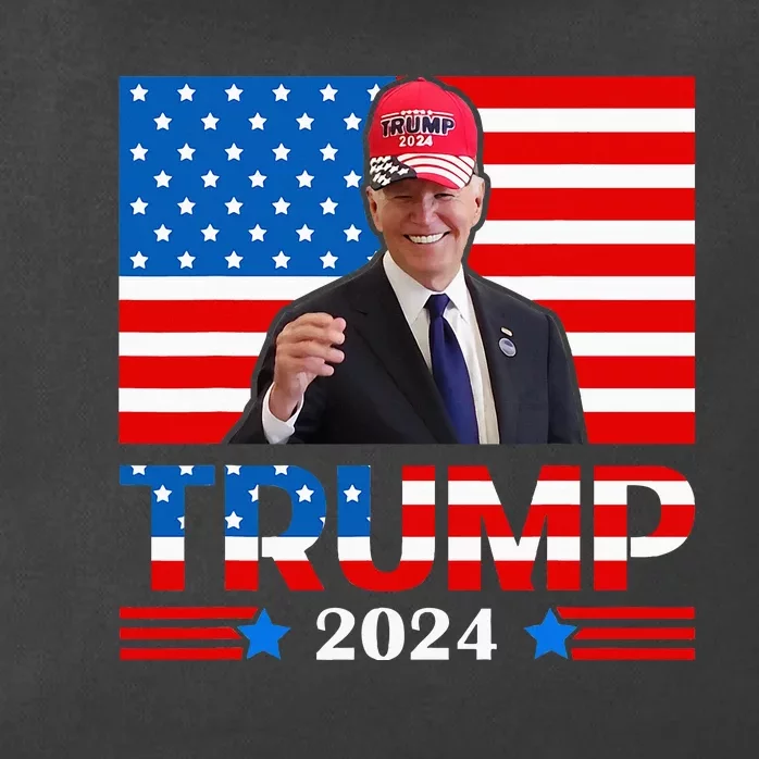 Joe Biden Wearing A Trump Hat Meme 2024 Election Vote Trump Zip Tote Bag