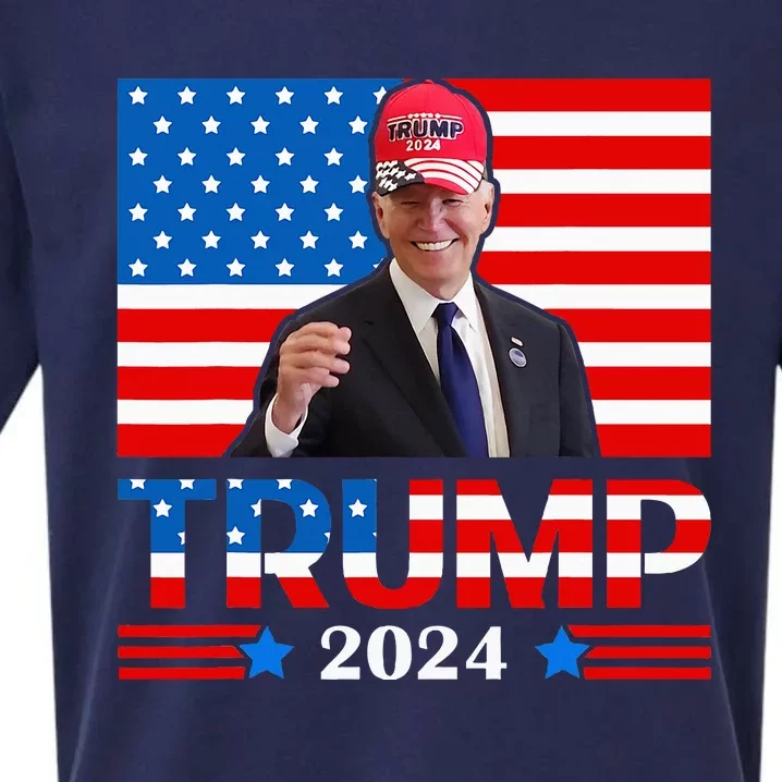 Joe Biden Wearing A Trump Hat Meme 2024 Election Vote Trump Sueded Cloud Jersey T-Shirt