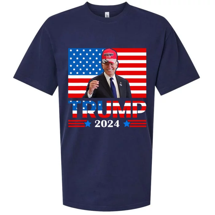 Joe Biden Wearing A Trump Hat Meme 2024 Election Vote Trump Sueded Cloud Jersey T-Shirt