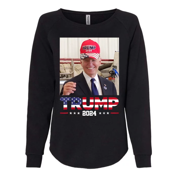 Joe Biden Wearing A Trump Hat Womens California Wash Sweatshirt