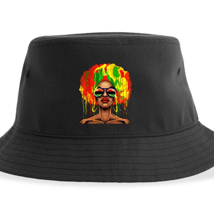 Juneteenth Black Wo Afro Hair Pop Art Black History Sustainable Bucket Hat