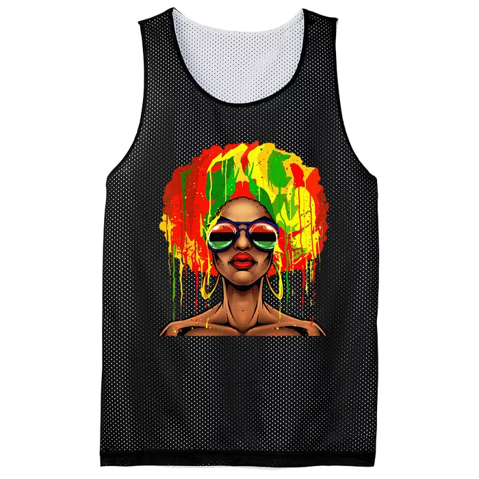 Juneteenth Black Wo Afro Hair Pop Art Black History Mesh Reversible Basketball Jersey Tank