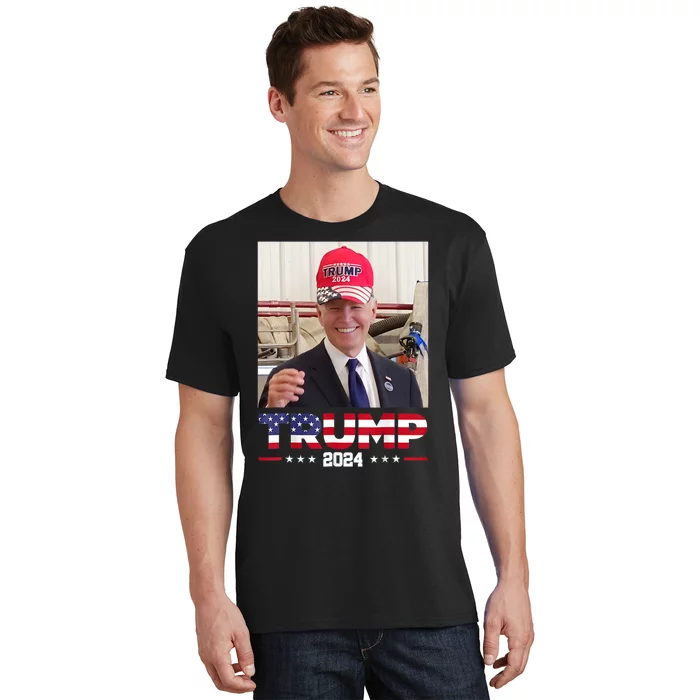 Joe Biden Wearing A Trump Hat T-Shirt