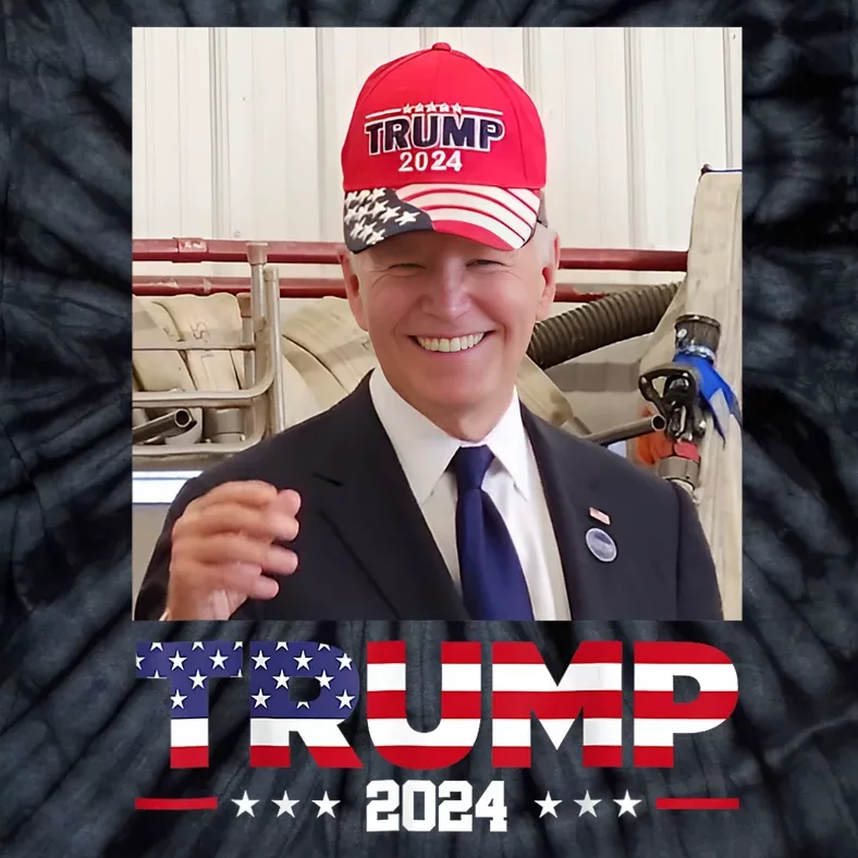 Joe Biden Wearing A Trump Hat Tie-Dye T-Shirt