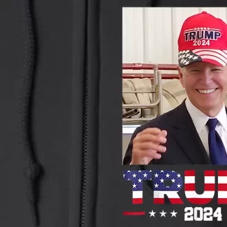 Joe Biden Wearing A Trump Hat Full Zip Hoodie