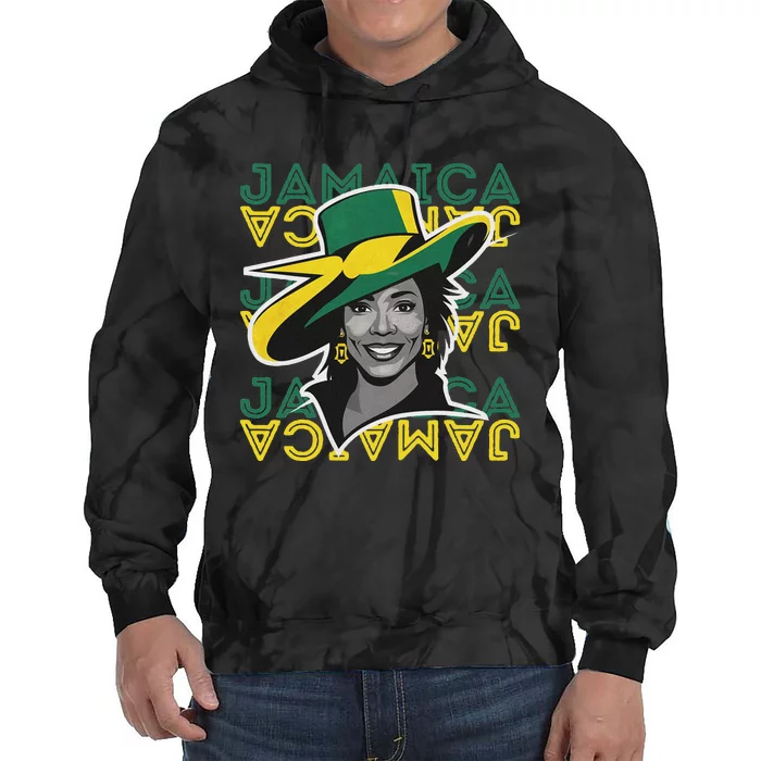 Jamaican Black Woman Girl Happy Independence Day Jamaica Tie Dye Hoodie