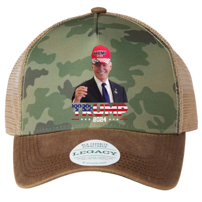 Joe Biden Wearing A Trump Hat Gift Legacy Tie Dye Trucker Hat