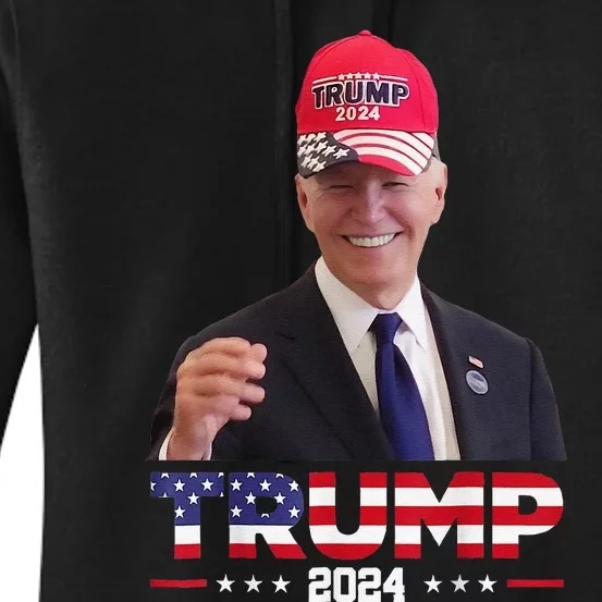 Joe Biden Wearing A Trump Hat Gift Women's Pullover Hoodie