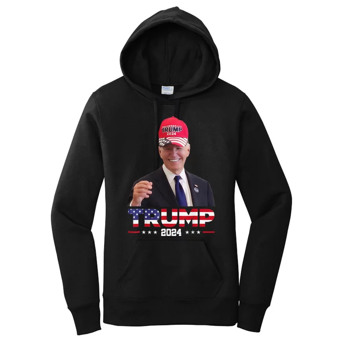 Joe Biden Wearing A Trump Hat Gift Women's Pullover Hoodie