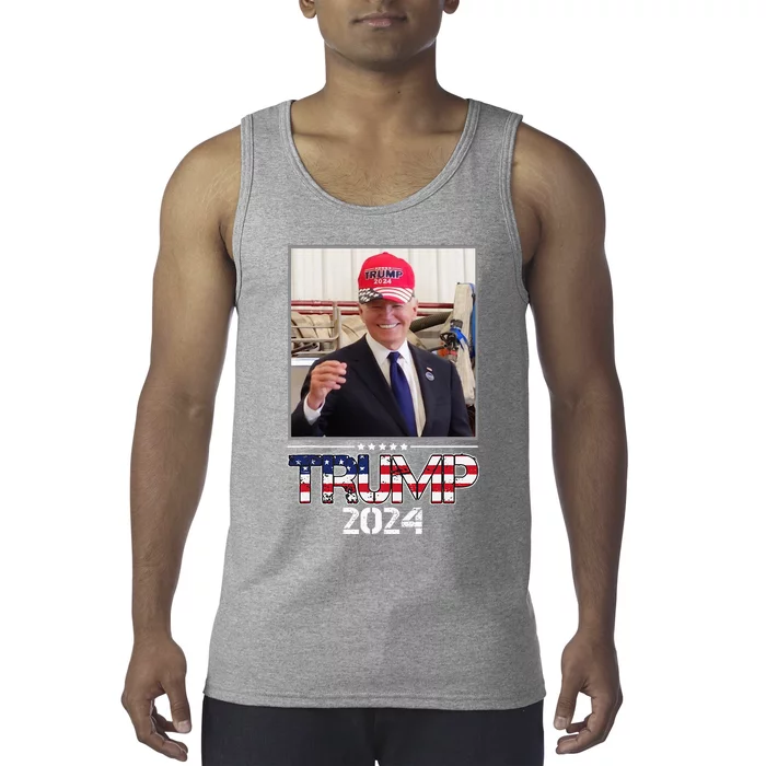 Joe Biden Wearing A Trump Hat Election 2024 Tank Top