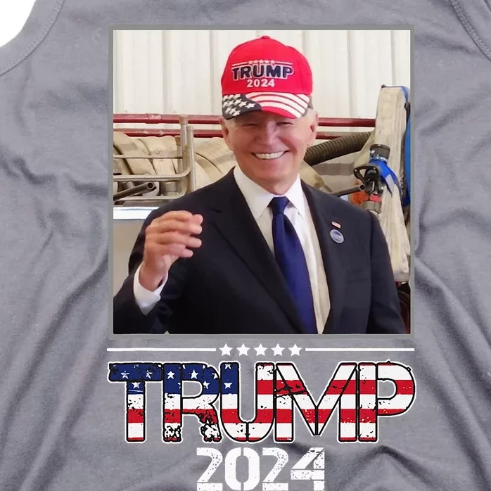 Joe Biden Wearing A Trump Hat Election 2024 Tank Top