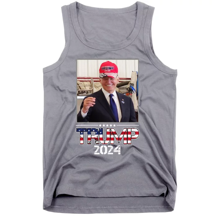 Joe Biden Wearing A Trump Hat Election 2024 Tank Top