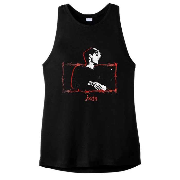 Jxdn Barbed Wire Portrait Ladies Tri-Blend Wicking Tank