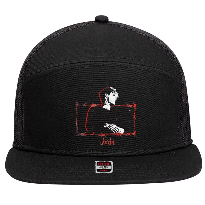 Jxdn Barbed Wire Portrait 7 Panel Mesh Trucker Snapback Hat