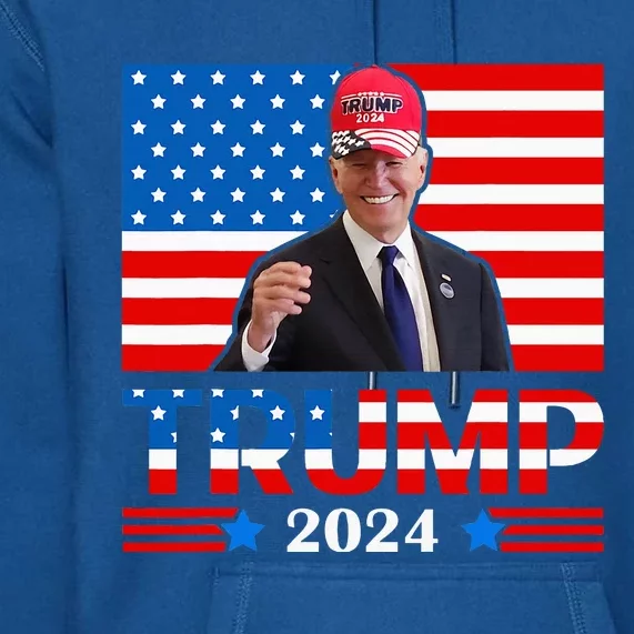 Joe Biden Wearing A Trump Hat Meme 2024 Premium Hoodie