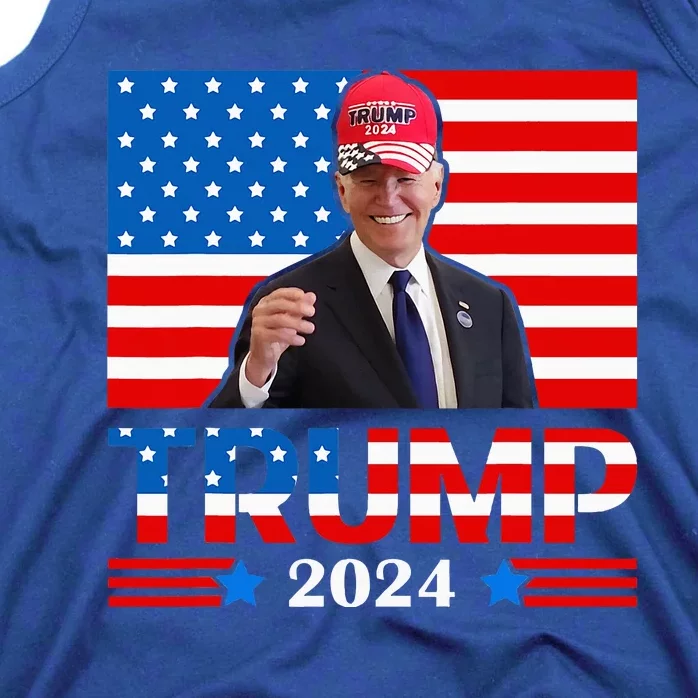 Joe Biden Wearing A Trump Hat Meme 2024 Tank Top