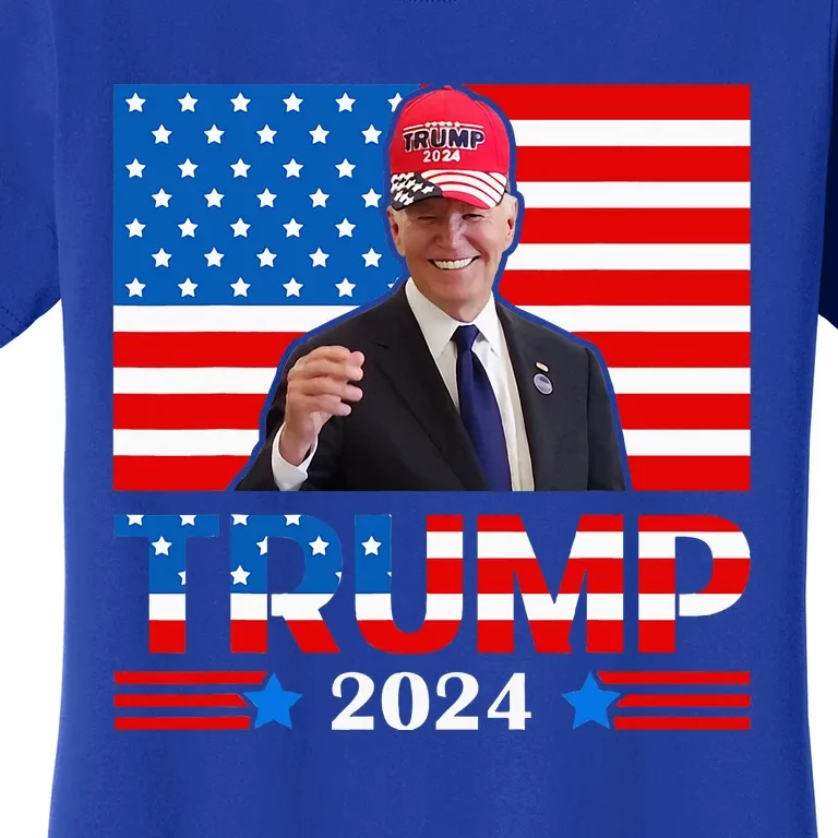 Joe Biden Wearing A Trump Hat Meme 2024 Women's T-Shirt